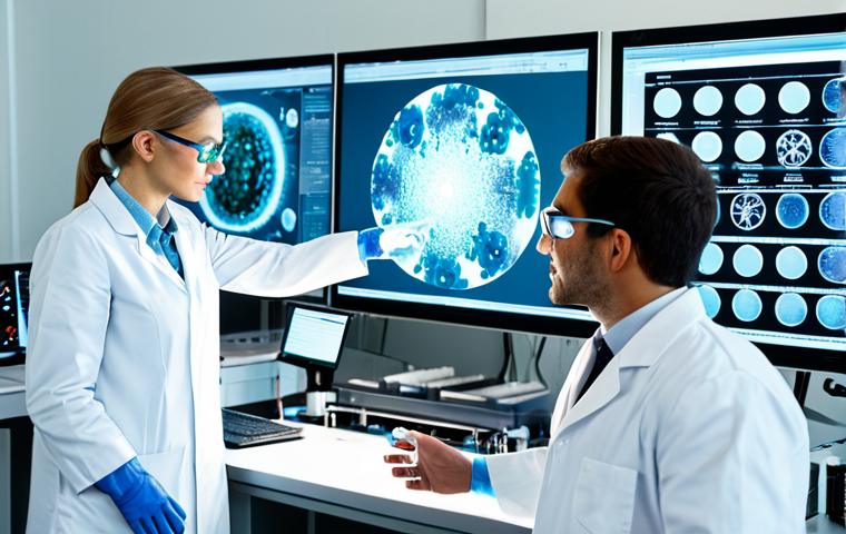 Pharmaceutical Breakthrough**

A team of scientists in a modern, brightly lit laboratory, fully clothed in lab coats and safety glasses, working with holographic molecular models. Complex chemical structures are displayed on large screens. Emphasis on collaboration and innovation. Safe for work, appropriate content, professional, perfect anatomy, natural proportions, high quality, fully clothed.

**
