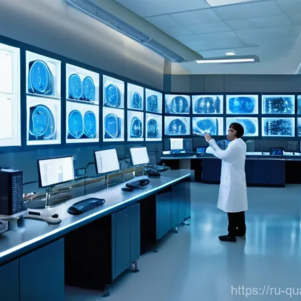 양자컴퓨터의 상업적 영향 - **Quantum-Accelerated Drug Discovery Lab**
"A panoramic view of an ultra-modern, pristine pharma...