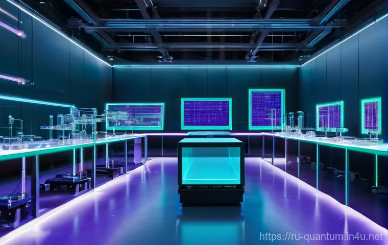 양자화학 응용 - **Quantum-Driven Drug Discovery:** A brilliant, focused scientist, of indeterminate gender, wearing ...