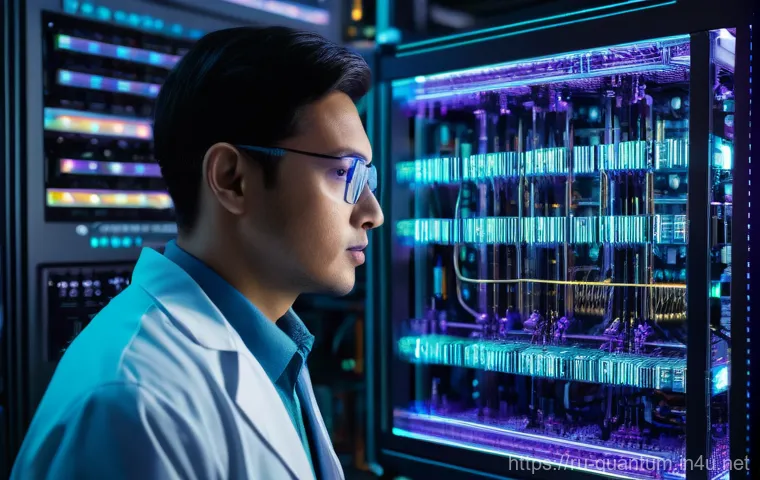 양자광학 기술의 미래 - Secure Quantum Communication Network**

"A wide-angle, cinematic shot of a futuristic data center or...