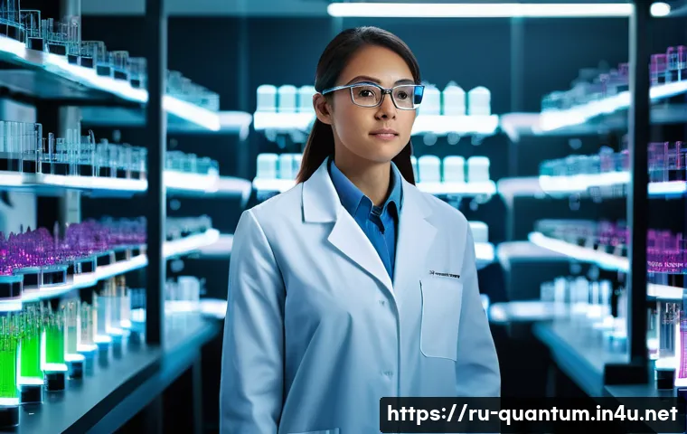 양자화학 계산 - **Prompt 1: Quantum Insight in a Modern Lab**
"A brilliant, diverse female scientist in her late...