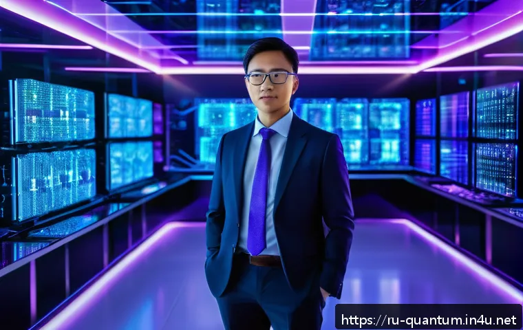 양자컴퓨터의 미래 전망 - A futuristic quantum computing laboratory interior filled with advanced superconducting quantum proc...