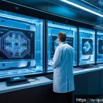 양자컴퓨터의 원리와 기초 - A highly detailed futuristic quantum computer laboratory set in a modern Russian research center, fe...