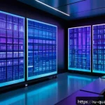 양자컴퓨터 성능 비교  구글 IBM 마이크로소프트 - A futuristic laboratory setting showcasing Google&rsquo;s Sycamore quantum processor: a sleek, metallic qu...