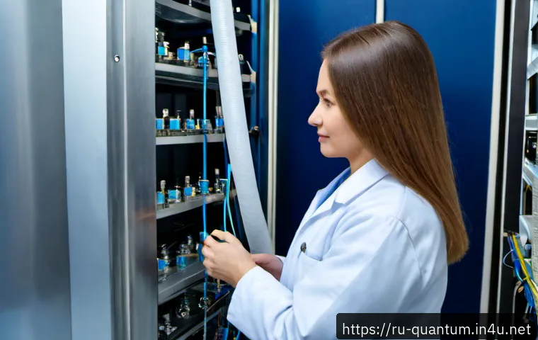 Home 17 양자컴퓨터 개발의 기술적 문제 - Photorealistic quantum computing research laboratory in Moscow, a Russian scientist in a clean lab c...