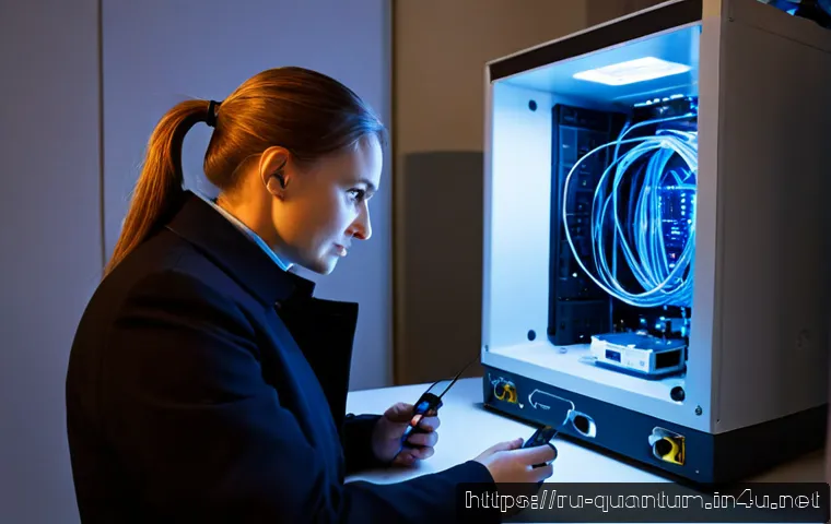 양자암호화의 한계와 해결책 - Photorealistic cybersecurity research lab in Moscow at dusk, a Russian quantum physicist in modest p...